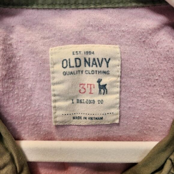 Old Navy Girls Toddler Zip Up Jacket 3T Green Pink Pockets Snaps - Picture 4 of 9